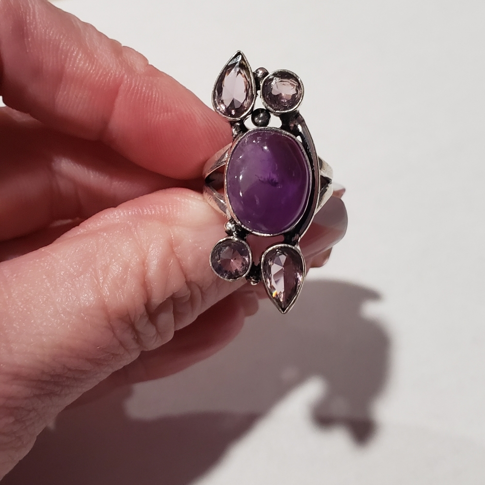 Amethyst Gemstone 925 Silver Ring, Unique Ring, S… - image 2